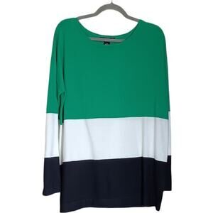 NEW AUGUST SILK Lightweight Sweater Top Cotton‎ Blend Size XL Colorblock Green